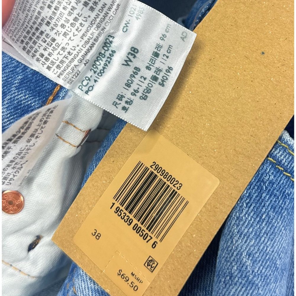 Levis 501 93 Straight Cropped Men 38 Light Blue Jeans Denim Button Fly 290980023 - Picture 10 of 12